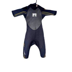 Body Glove Youth Short Sleeve Neoprene Wetsuit Size 10 Black & Gray With Yellow